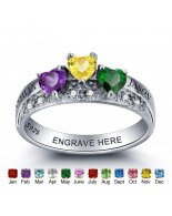 Birthstone Ring, Sterling Silver Personalized Engravable Ring JEWJORI101996